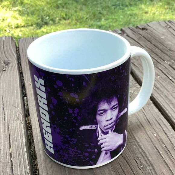 Jimi Hendrix Mug Scuse Me While I Kiss The Sky Purple Coffee Cup - Picture 3 of 3